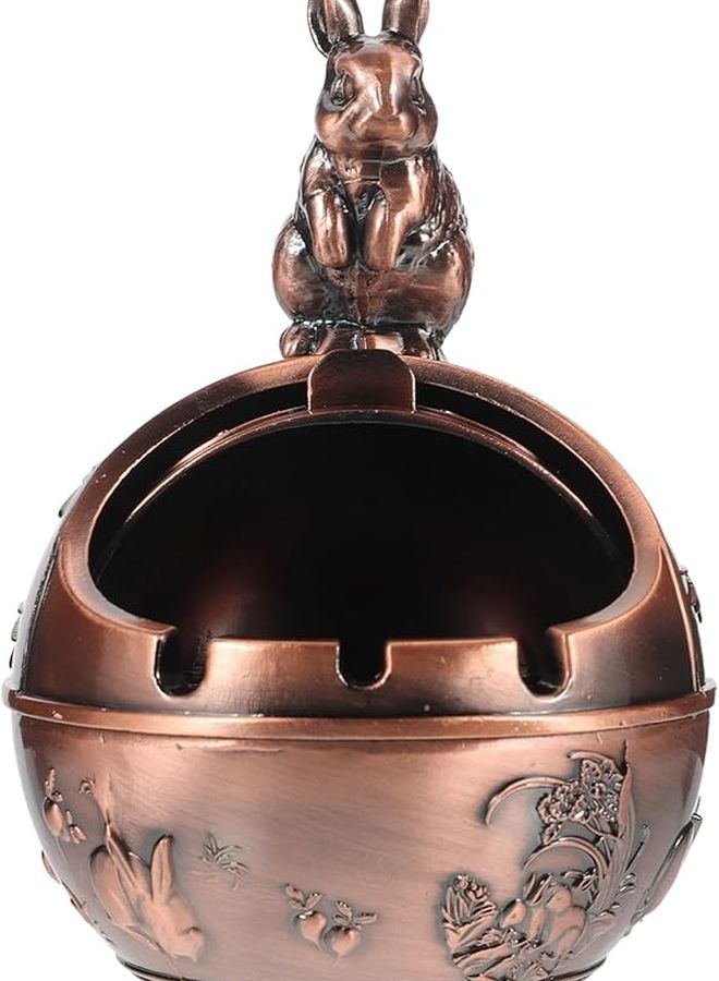 منفضة سجائر فنتاج على شكل أرنب مع غطاء، زخرفية ريترو مضادة للرياح للاستخدام الداخلي والخارجي - Image 1